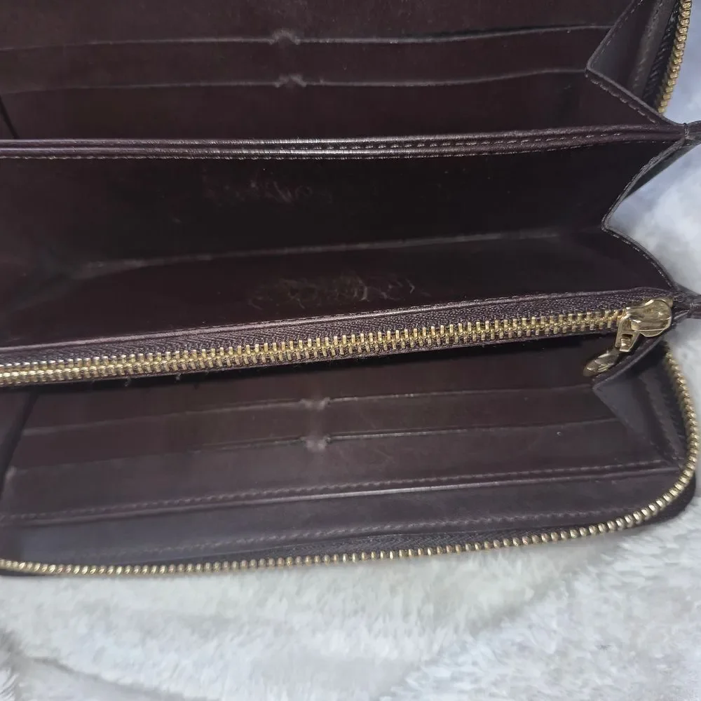 Authentic Louis Vuitton Monogram Vernis Patent Leather Rouge Fauviste Zip Wallet